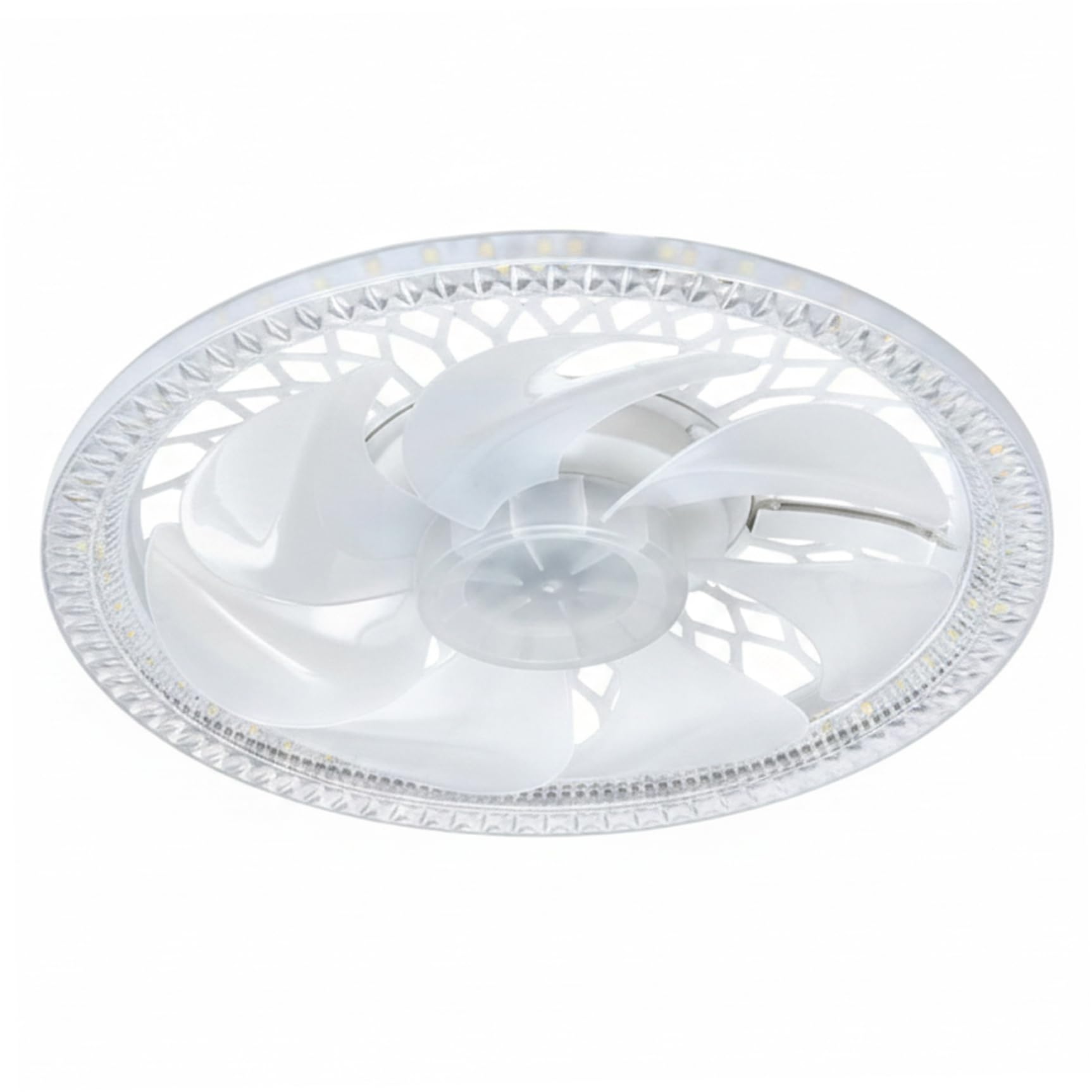 Ameble White Remote Led Ceiling Fan Light E27 Socket 360° Oscillating Dimmable Light With 4 Speeds Boxed