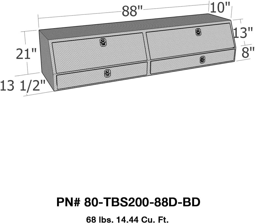 Brute 80-TBS200-88D-BD Pro Series 88" Contractor TopSider Polished Aluminum Tool Box with Doors & Drawers