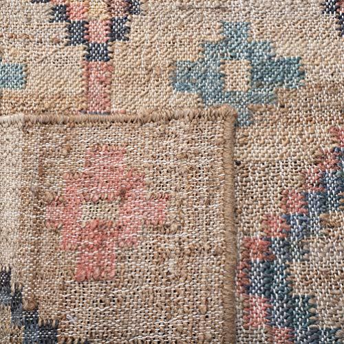 Safavieh Kilim Collection Area Rug - 8' X 10', Natural & Blue, Handmade Moroccan Boho Jute & Cotton, Ideal For High Traffic Areas In Living Room, Bedroom (Klm753A) #TOP6