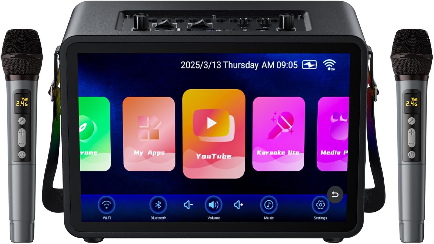 Karaoke Machine for Adults，Built-in 14.0" Touch Screen,with Lyrics Display, Karaoke System with 400W Speaker,Portable PA System with 2 Wireless Microphones for Home Outdoor Party (1688S)