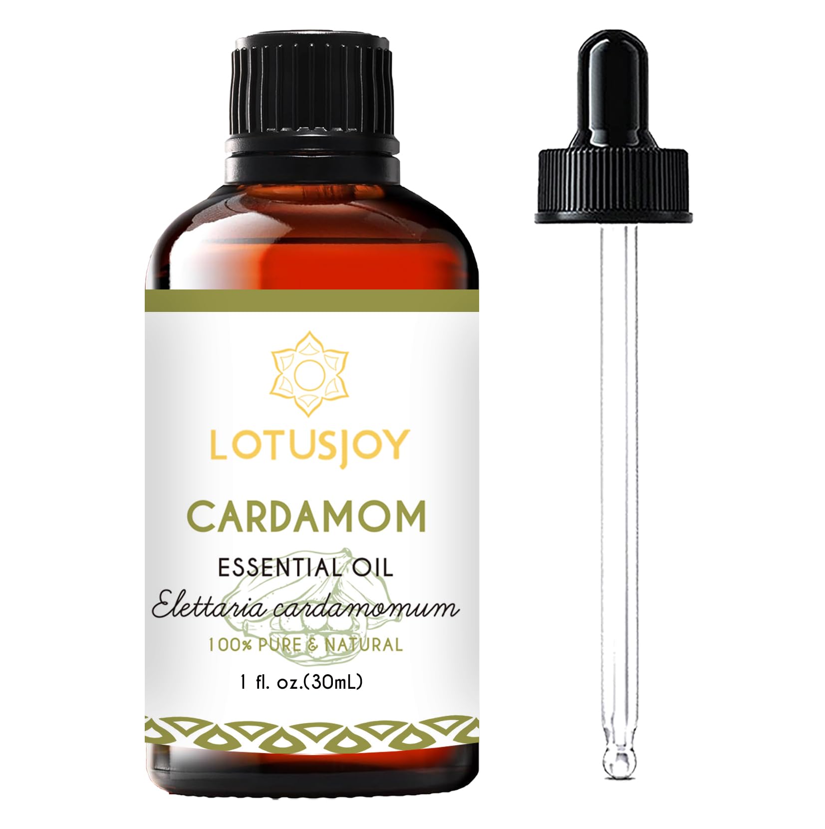 LOTUSJOY Cardamom Essential Oil - 1 Oz - Pure Natural Cardamom Oil for Diffuser, Skin, Laundry, DIY