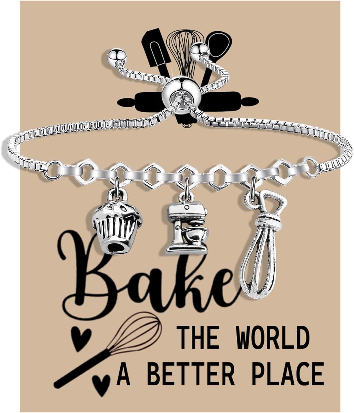 MAOFAED Baker Gift Pastry Baker Gift Bake The World A Better Place Bake Lover Gifts Bakers Merchandise (bake the world card br)