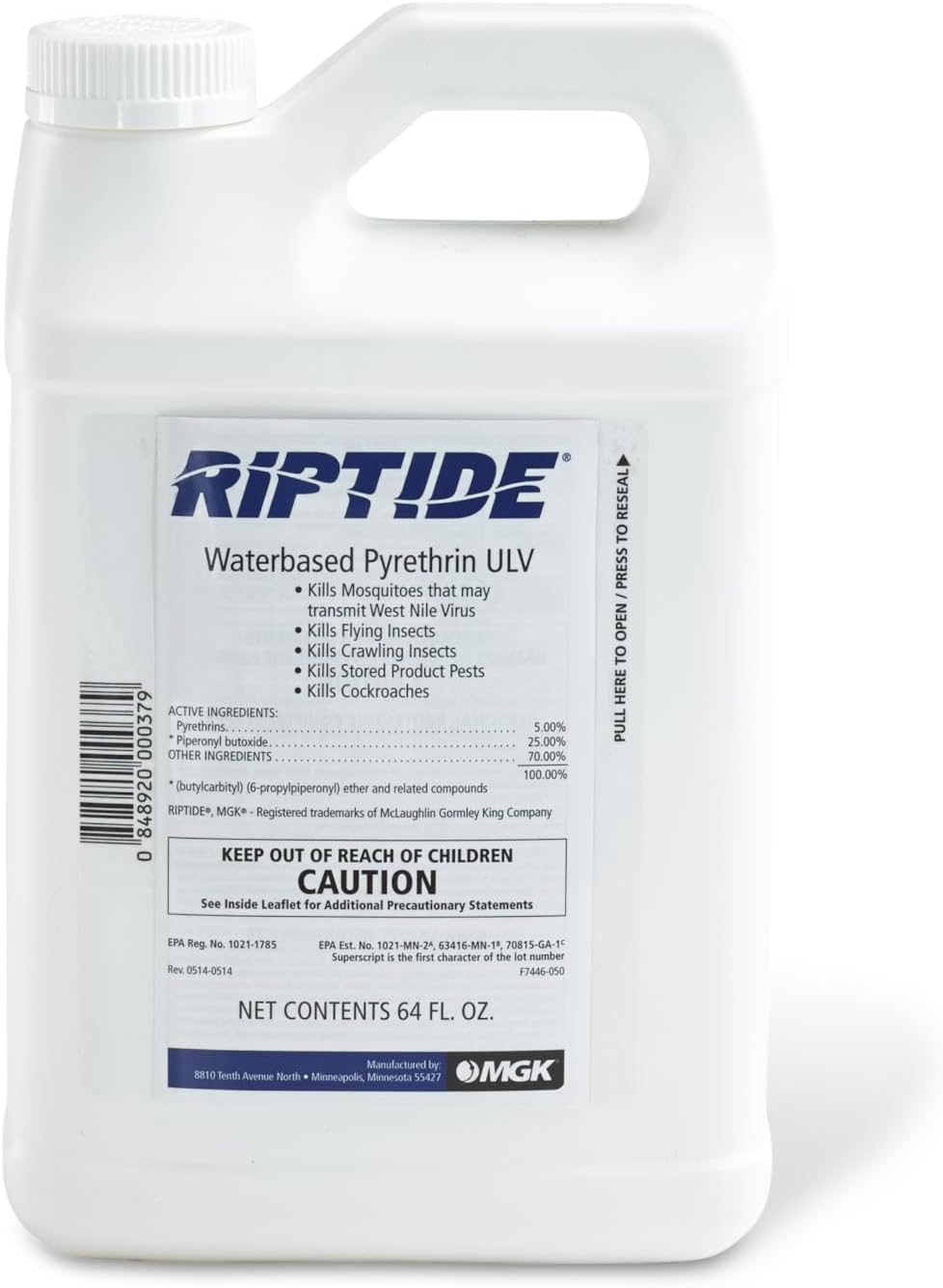 MGK Riptide® Waterbased Pyrethrin ULV | Flying Insect and Mosquito Insecticide | Mosquito Yard Spray Concentrate | for Outdoor Applications | 64 Ounces