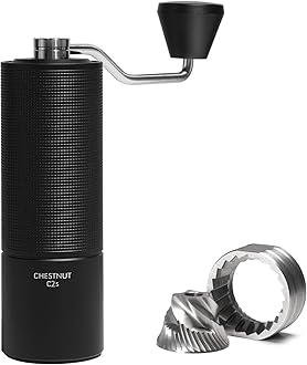 TIMEMORE C2S Manual Coffee Grinder, 36 Levels of Coarseness Adjustment, Lightweight, Energy Saving, Portable, Easy to Clean, Stainless Steel Coffee Mill, Black (Brush Included)