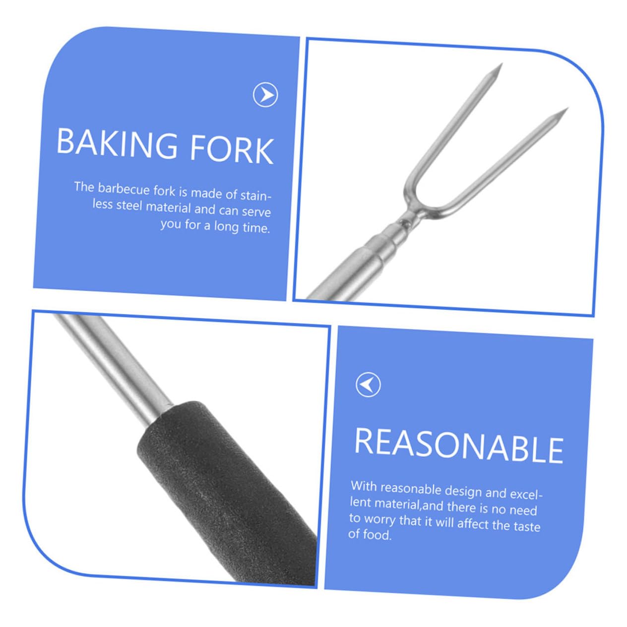 NULYLU Stainless Steel Bbq Forks 4pcs Three-pronged Outdoor Bbq Tools for Camping Grilling Serving Easy to Pack
