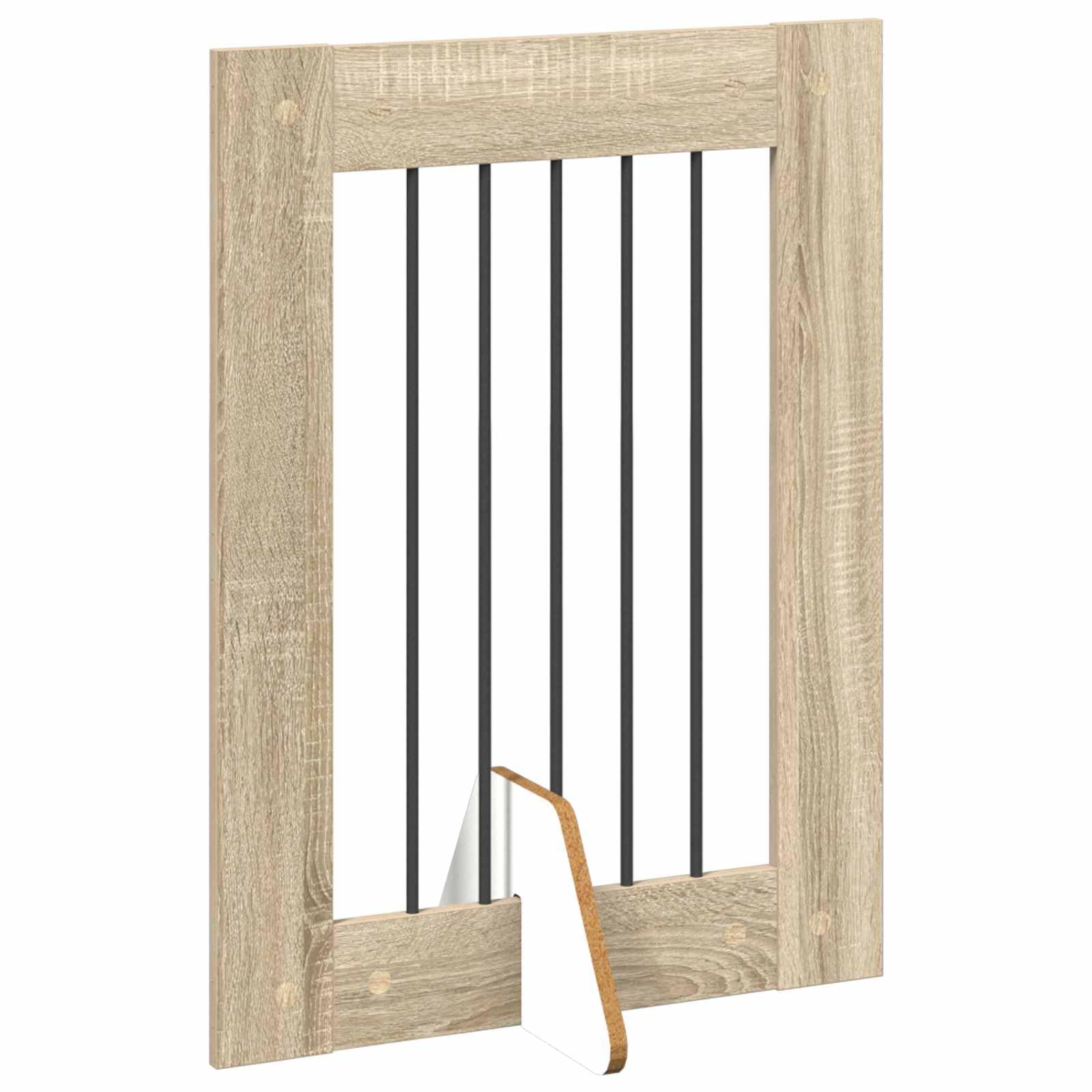 Puerta para perros con soporte de metal, 2 unidades, 60 x 80 cm, roble Sonoma, plegable, portátil, para casa, jardín, seguridad y protección de cachorros y perros