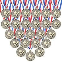RoundFunny 12/24/36 Pcs Award Medals Bulk Basketball Soccer Football Gold Silver Bronze Trophy Award with Neck Ribbon Sports Medal Prize Gifts for Sports Competition Party
