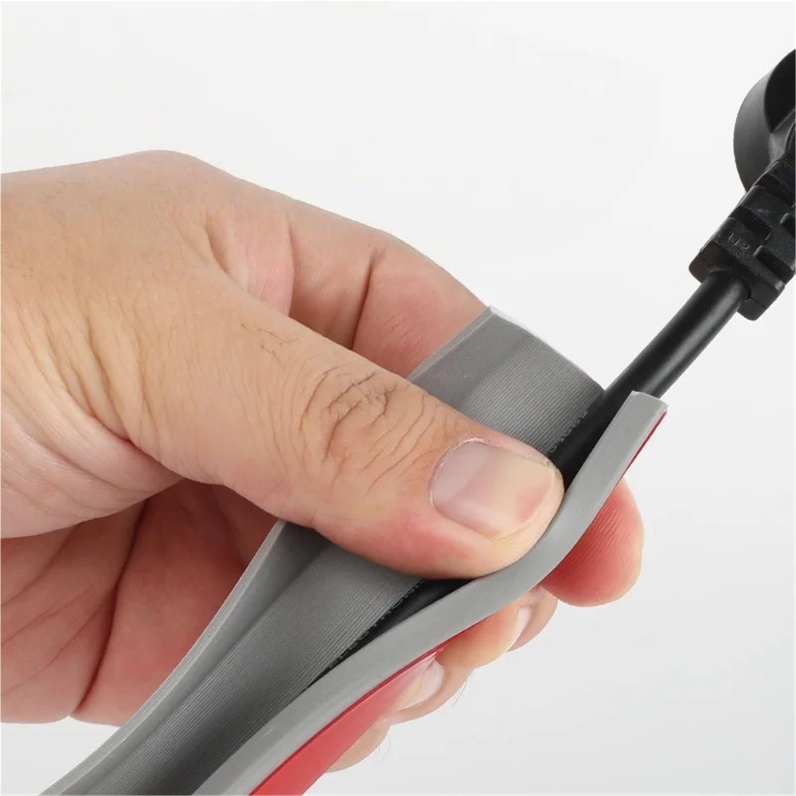 caNaleta Cables Pared Adhesivo 1 Unidad de Protector Cable Suelo m/3,0 Metros, PVC Flexible Autoadhesivo, conducto alimentación extendido(Black,3.0M)