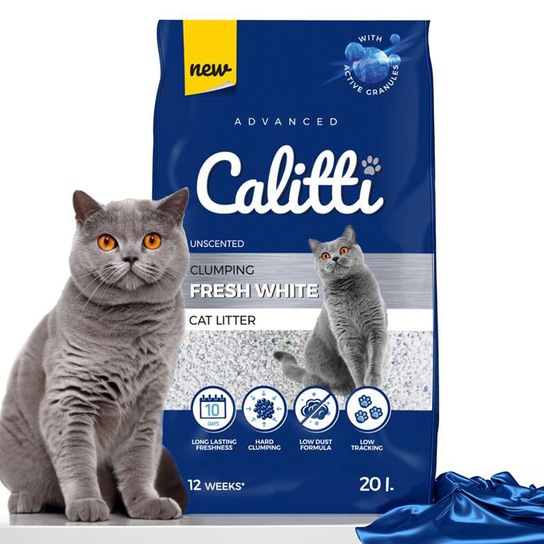 Calitti Fresh White Bentonitowy zbrylający bezzapachowy żwirek dla kota,20l