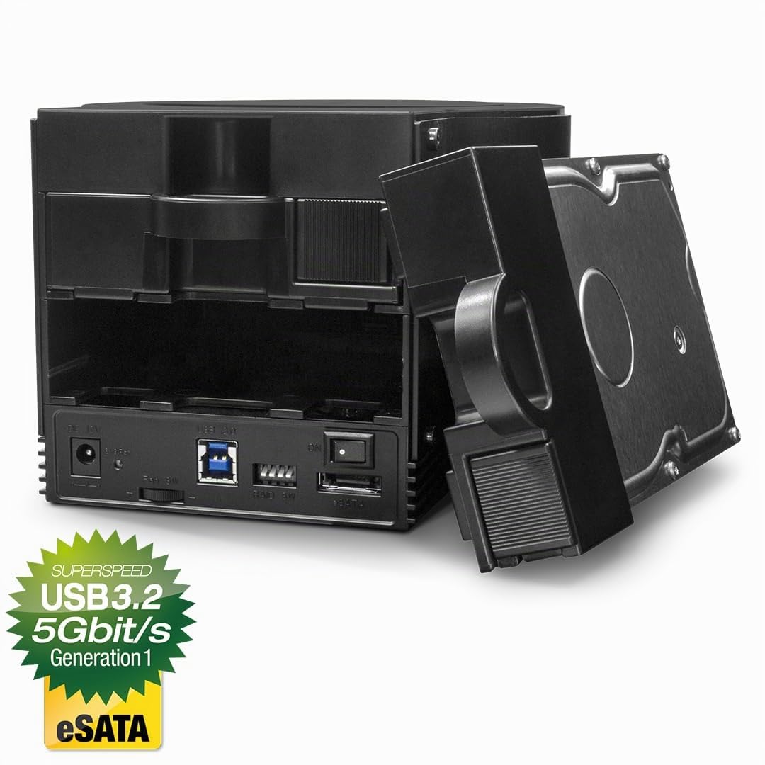 FANTEC 1547 Sq-X2RU3e Externes 2-fach Raid Festplattengehäuse (für 2x 8, 89 cm (3, 5 Zoll) SATA Festplatten, USB 3 SuperSpeed und eSATA, 6G Support, Raid Funktion (0/1/JBOD/Big), 80 mm Lüfter) Schwarz