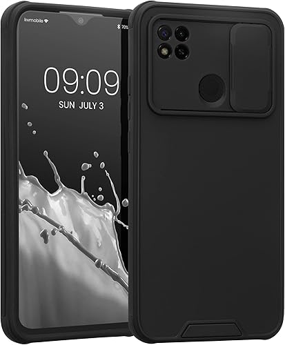 kwmobile Funda híbrida compatible con Xiaomi Redmi 9C - Funda con cubierta de cámara y parachoques - Funda de teléfono, color negro