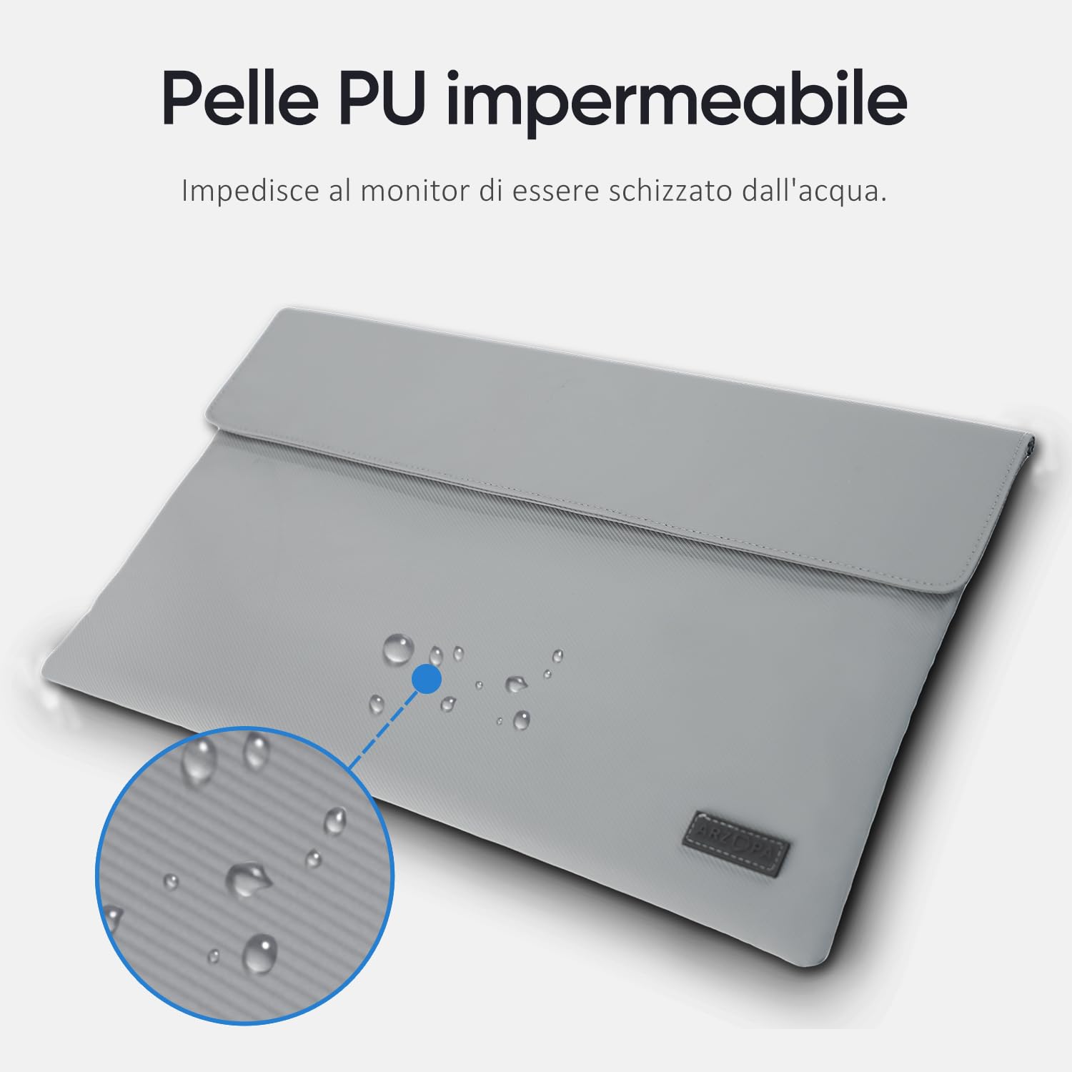 ARZOPA Custodie PC 16.1 Pollici Portatile, Borsa Porta Computer Impermeabile Uomo Donna, Laptop Tablet Monitor Custodia per MACBOOK, HP, Dell, Lenovo, Asus Notebook, 15,6/14/13, Pieghevole, Grigio