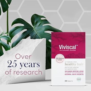 Viviscal Hair Growth Supplement for Women, 60 Tablets, with Biotin, Zinc & Marine Protein Complex AminoMar C, Supports Healthy Hair Growth, 1 month supply