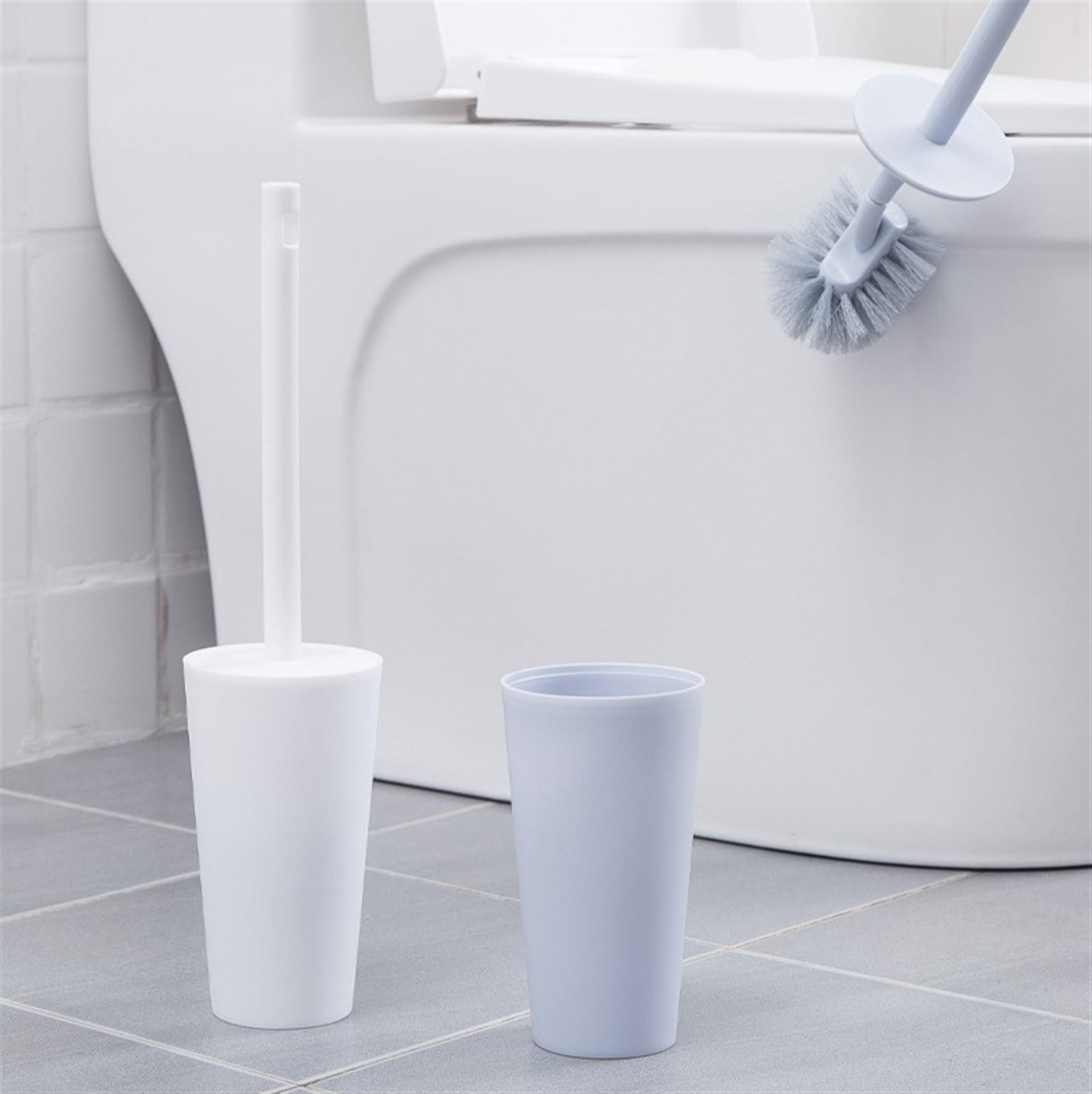Escobilla WC Escobilla De Baño Escobilla De Inodoro De Plástico con Base Escobilla De Inodoro De Diseño Compacto E Independiente Escobilla de Baño(Blue)
