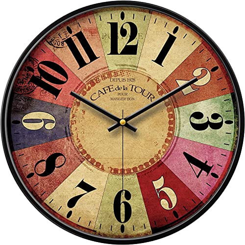 Image of Wall Clock 12 inch Silent Quartz Decorative Wall Clock Non-Ticking Classic Digital Clock Battery Operated Round Easy to Read Handheld Complete Home /Kitchen /Bedroom (432)