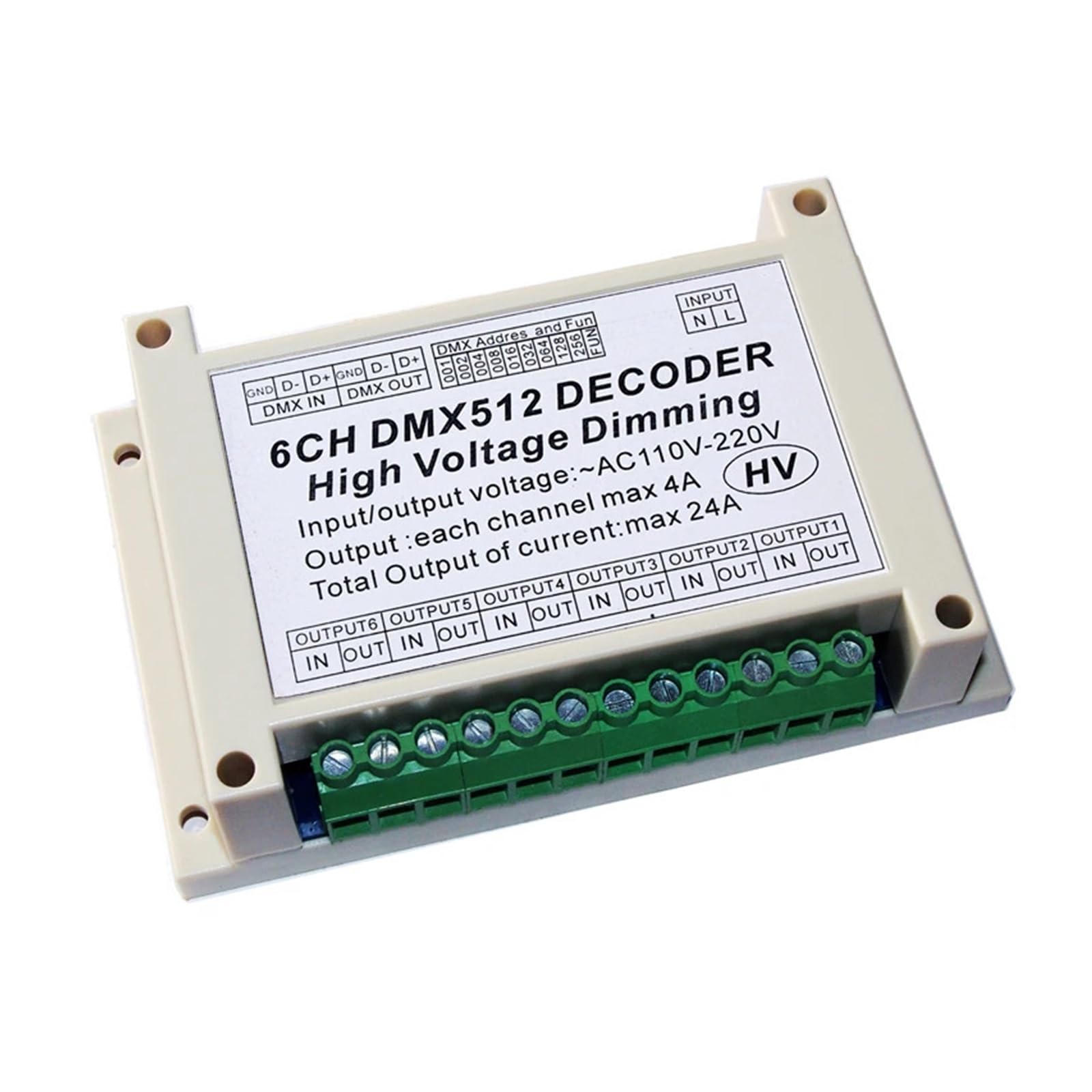 Gradateur LED DMX512 6 canaux AC110V-220V 5A pour contrôle lumière