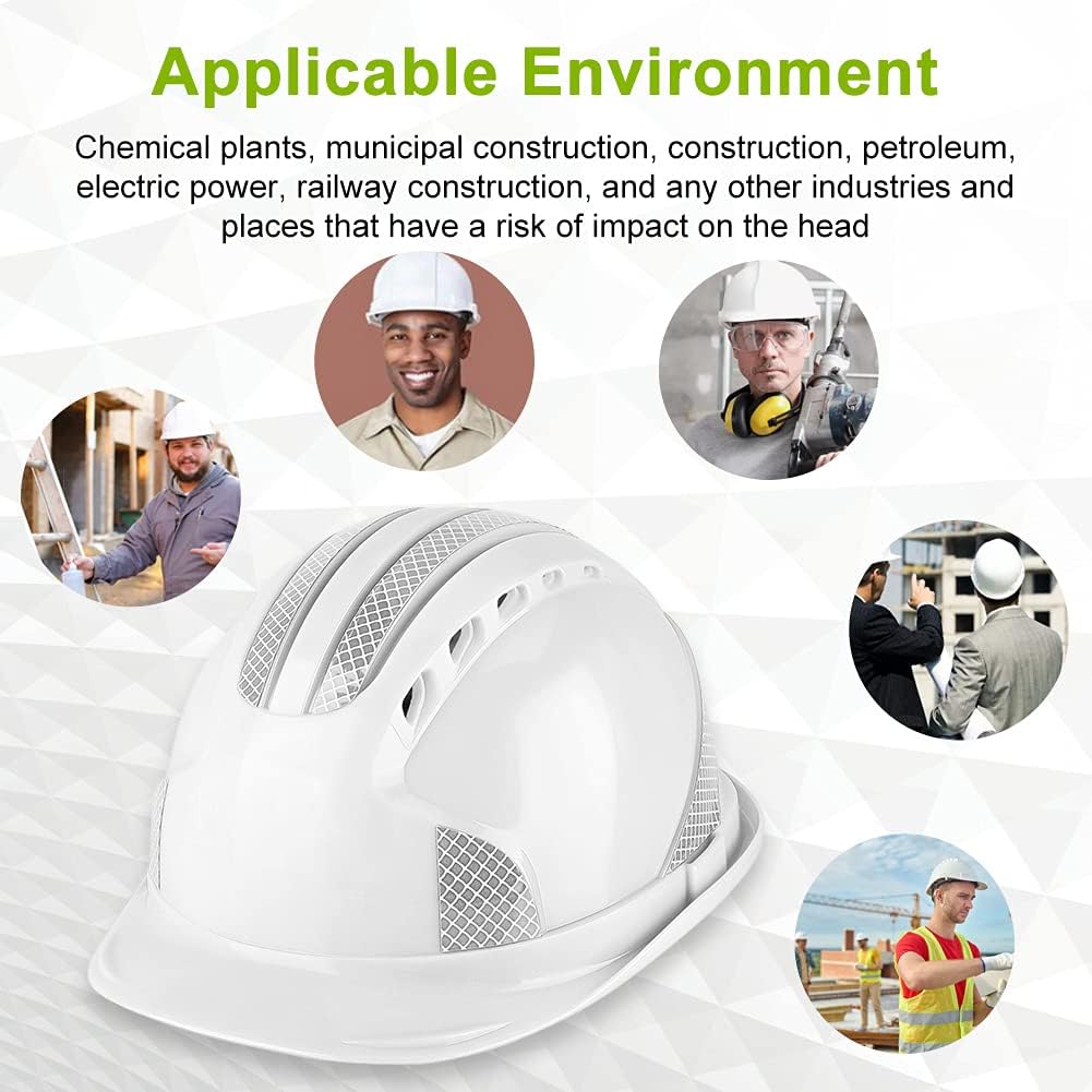 Buу 2 gеt 3 Safety Helmet,Work-at-Height and Rescue Impact Resistant Construction Protective Helmet,Construction Site Helmet with Super Strong Reflective Strip/Head Venting Hole/Rain Chute/Short Brim