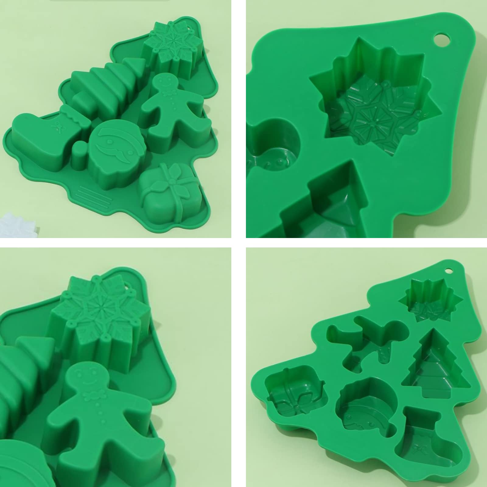 3 Stampi In Silicone Per Natale – Pupazzo Di Neve, Babbo Natale, Albero – Per Cioccolato, Ghiaccio, Torte E Caramelle Fai Da Te