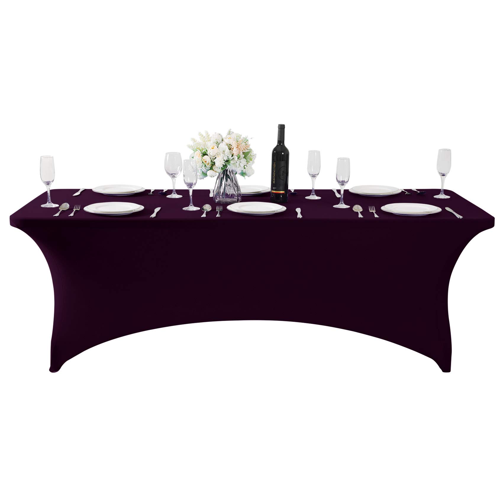 Lot de 2 nappes en élasthanne pour Table de 1,8 m, 1,2 m ou 2,4 m, Nappe Extensible Universelle pour fête, Banquet, Mariage et événements
