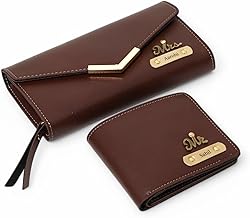 The Bae Gift Customized Anniversary Gift for Couple | Personalized Leather Wallet and Women Sling Bag Couple Gift Set | Wedding Anniversary Valentine's Day Gift for Couples for Men and Women