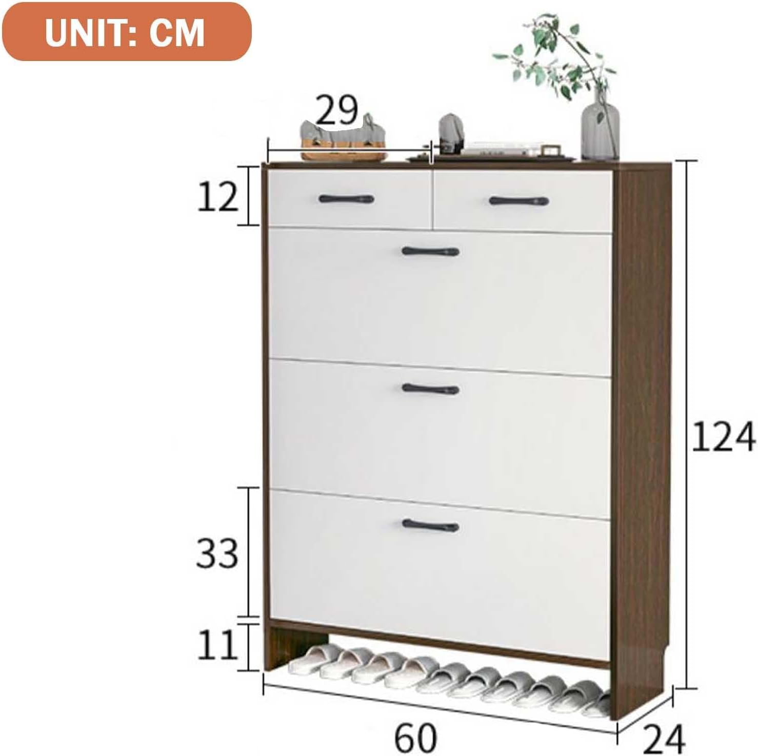 Shoe Storage Cabinet Cabinets Hallway Slim Cupboard Cupboards Hallways Slimline，Shoe Storage Cabinet with 2 Drawers - Hallway Shoe RackAdjustable Shelves Pull-Down Design Space-Saving Furnit