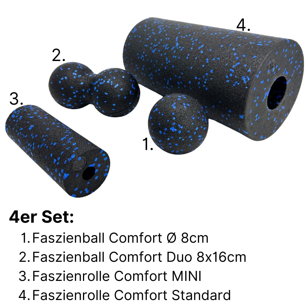 ATC Handels GmbH Rodillo para fascia Comfort Standard – Rollo de espuma de alta calidad para mejorar la recuperación muscular y la flexibilidad (juego de 4 piezas)