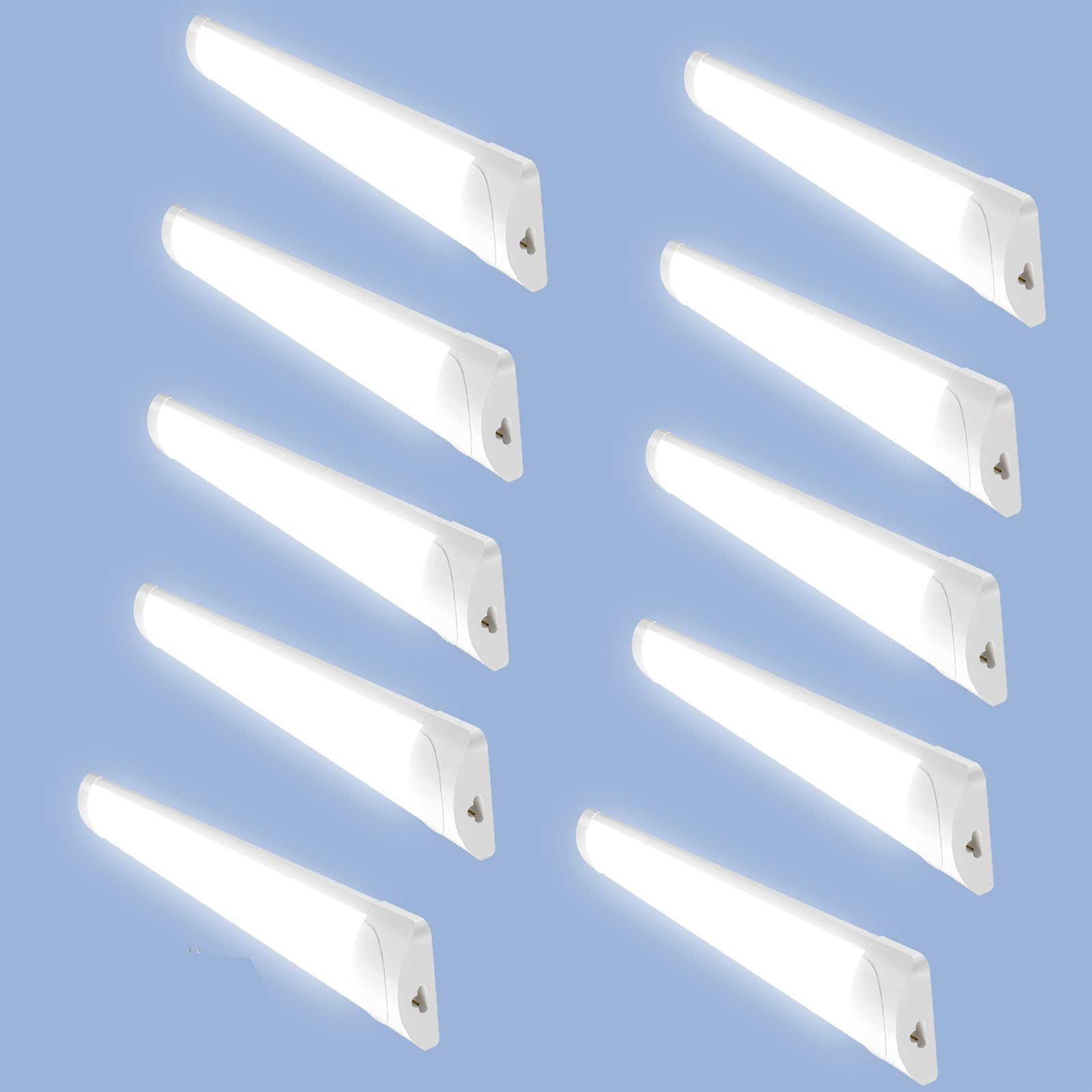 wowspeed 4FT LED Batten Light 10PCS, 40W Linkable Tube Lights, IP54 Waterproof 4000LM 6500K Daylight Plug in Office Ceiling Light Strip, LED Fluorescent Lights for Garage, Kitchen, Workshop(115cm)