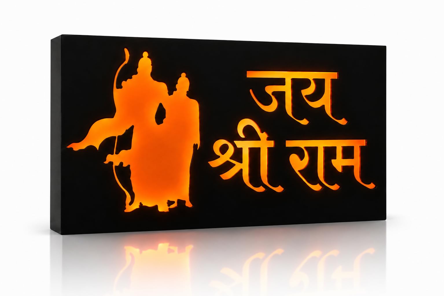 Jai Shri Ram LED Light Box Wall Art, Black with Orange Glow, Ram Sita Silhouette, Religious Home Decor-image-26
