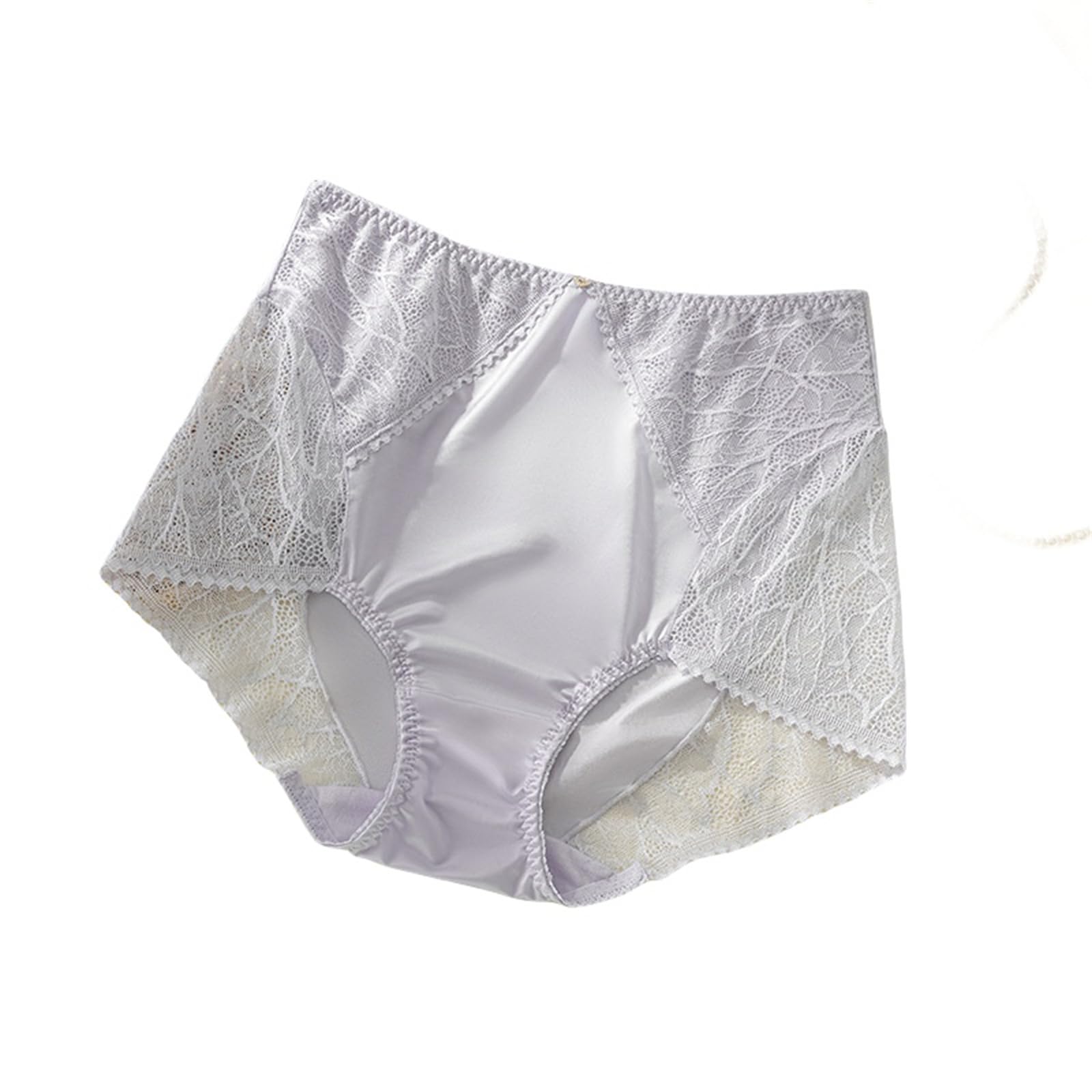 Bragas Hipster Mujer Bragas De Encaje De Cintura Alta con Costuras De Satén para Fondos De Talla Grande para Mujeres 2 Paquetes