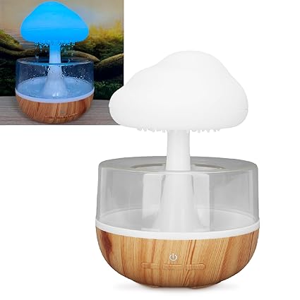 Gugxiom Rain Cloud Humidifier Water Drip, Cute Night Light with 7 LED Light, 2000mAh 500ml Raindrop Humidifier for Living Room, Bedroom, Office