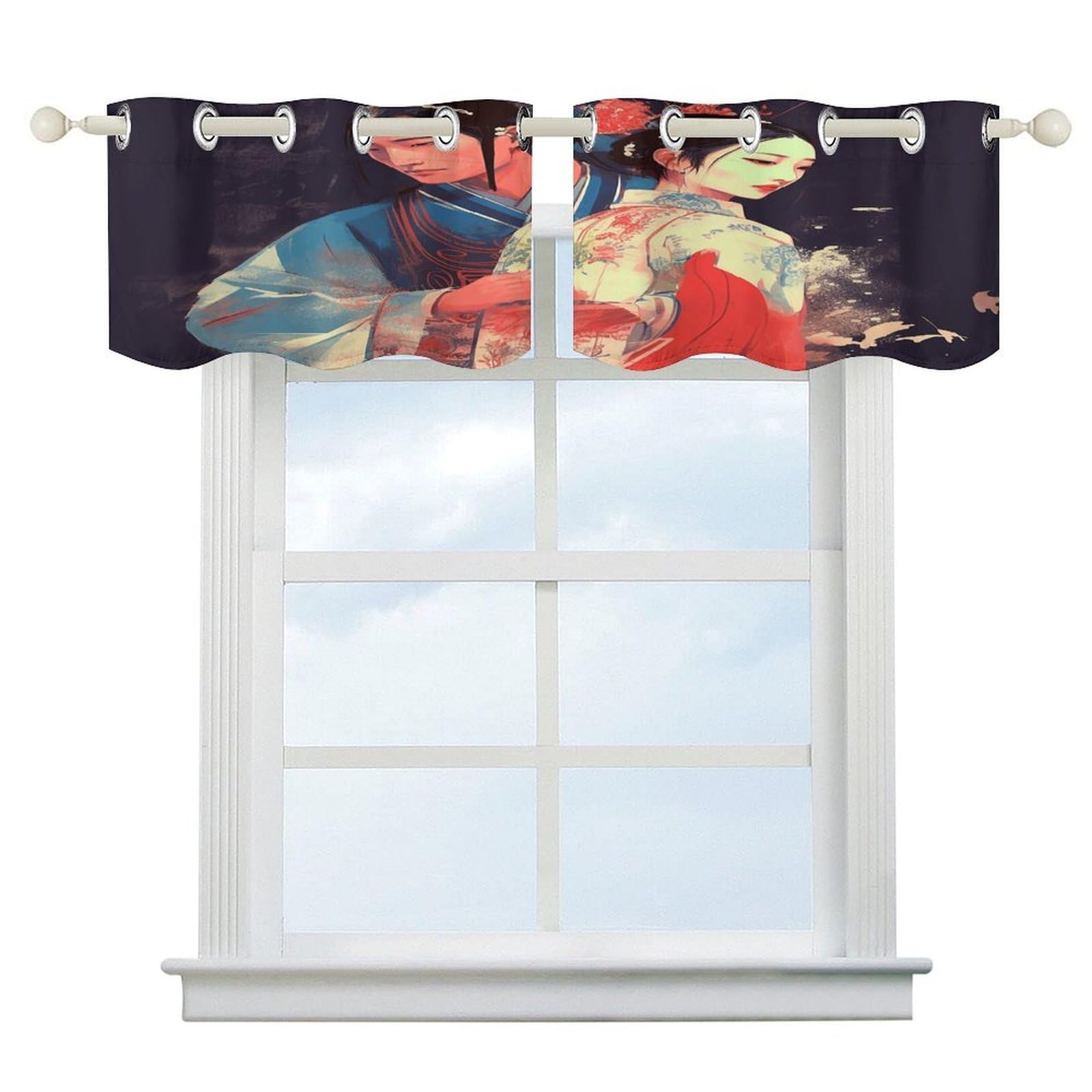 Fekiloot Style Opera Pictures Short Curtains Valance Curtain