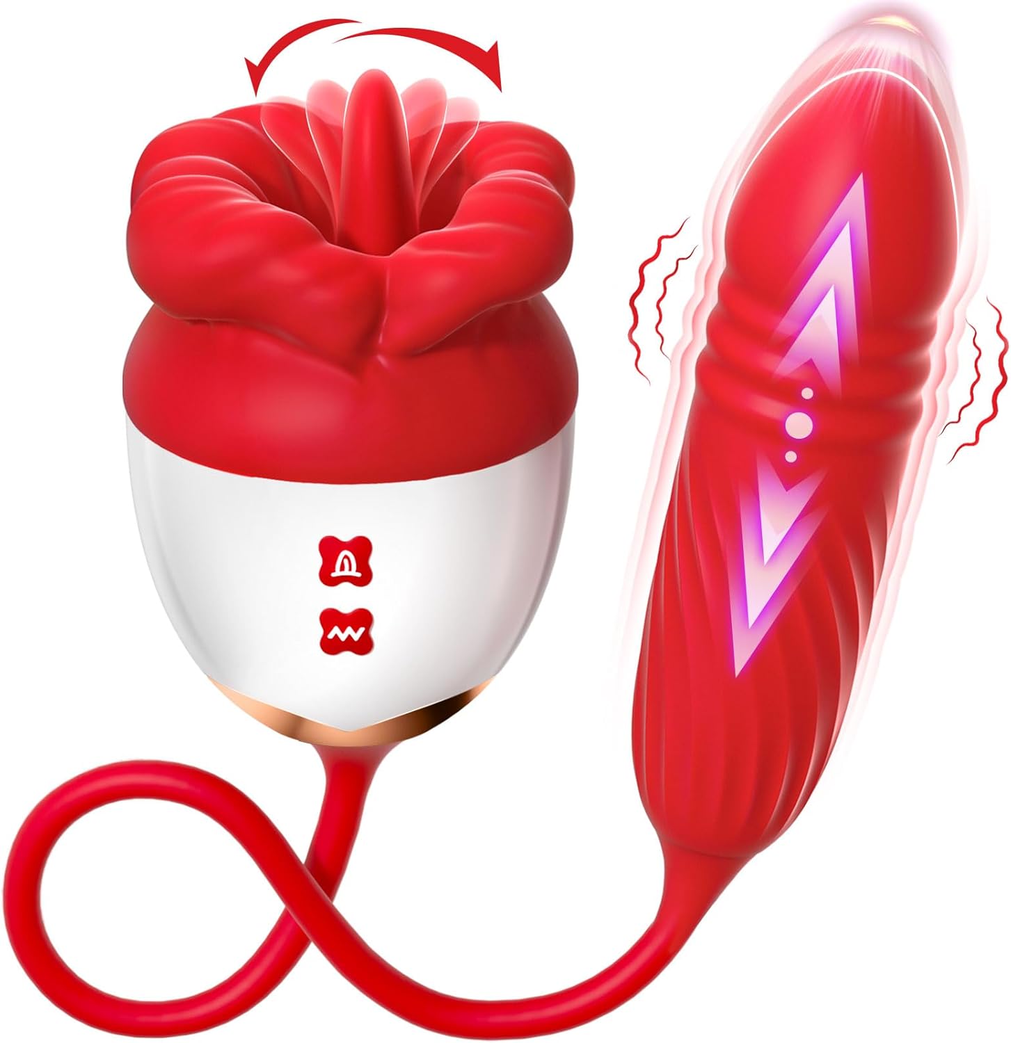 Rose Toy Vibrator Sex Toys for Women - MOOLIGIRL APP Control Big Mouth Tongue Licking Vibrators for Clitoral Nipple Pleasure, Thrusting Dildo for G Spot Anal Stimulation Sexy Lips Couples Adult Toys