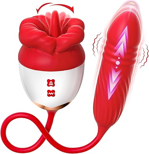 Miniatura 11 de Consolador vibrador juguetes sexuales para mujeres, juguete sexual MOOLIGIRL Rose con vibradores de punto G de empuje y 10 modos de succión para