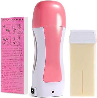 KARMANSH Roll-On Wax Heater Kit with Depilatory Paper and Wax Cartridge, Pink and White (1) Price In India