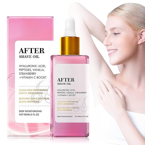 Aceite para después del afeitado  Aroma de fresa y vainilla, nueva fórmula para mujeres piel suave, evita el vello encarnado y la sequedad,