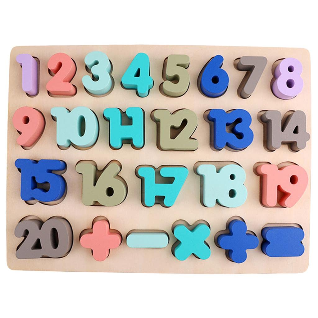 Gralara Puzzle Bloques de Madera Tablero Juego Educativo Apilable para Bebés Niños Desarrollo Motricidad Fina Aprendizaje Temprano Coordinación Man, Número 1-20