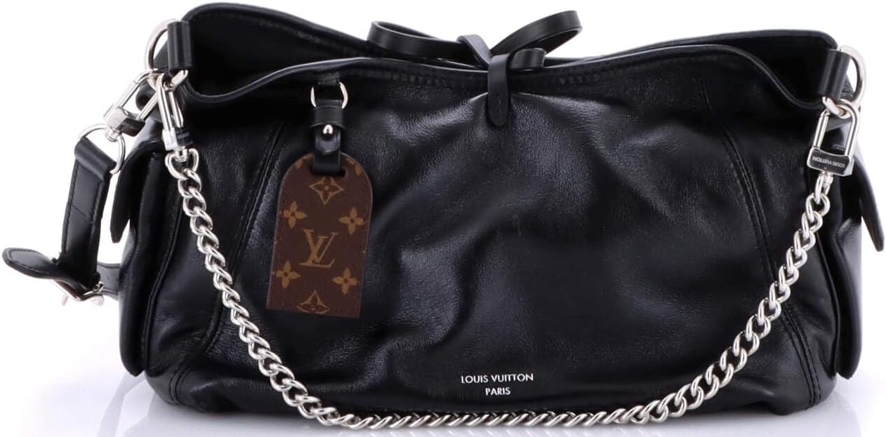 Pre-Loved CarryAll Cargo Hobo Leather with Monogram Canvas PM, Black