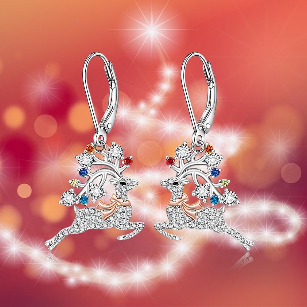 Christmas Reindeer Earrings Christmas Earrings for Women Sterling Silver Deer Earring Antler Studs Cute Animal Dainty Holiday Xmas Jewelry Gifts - Image 9