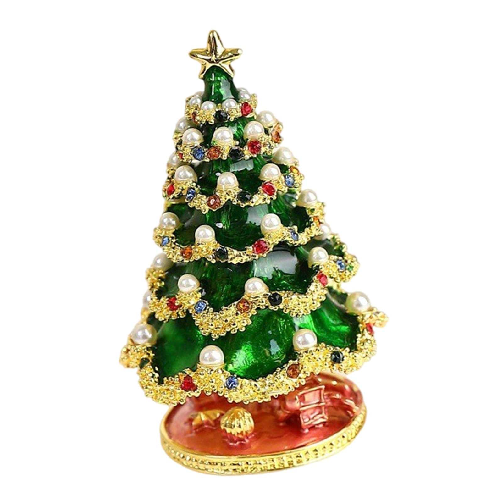 Boîte à bijoux sapin de Noël protectrice avec écrin velours pour bague
