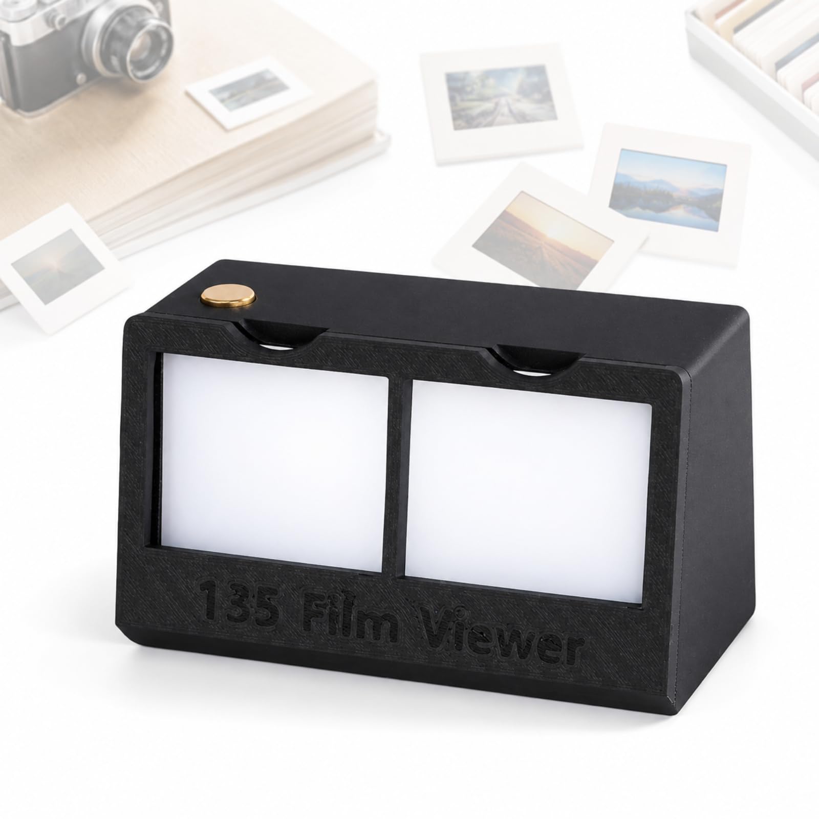 Visionneuse De Diapositives Portable À Éclairage LED avec 3 Niveaux De Luminosité, Alimentation USB Ou par Piles, 10 Clips pour Film 135 Et 10 Supports en Carton De 5 Cm.