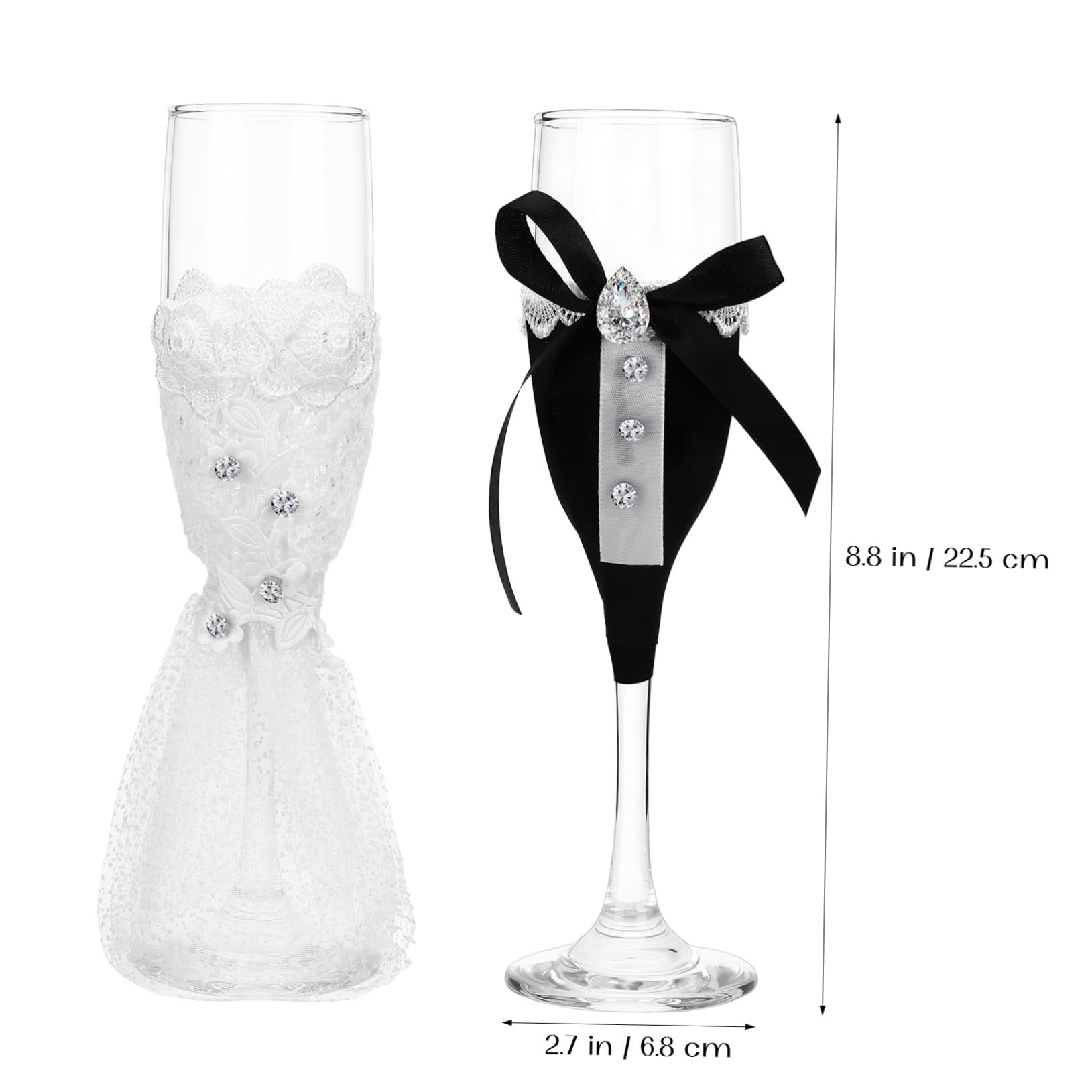 Copas de Vino para Boda, 1 Juego de Vidrio, Diseño Elegante