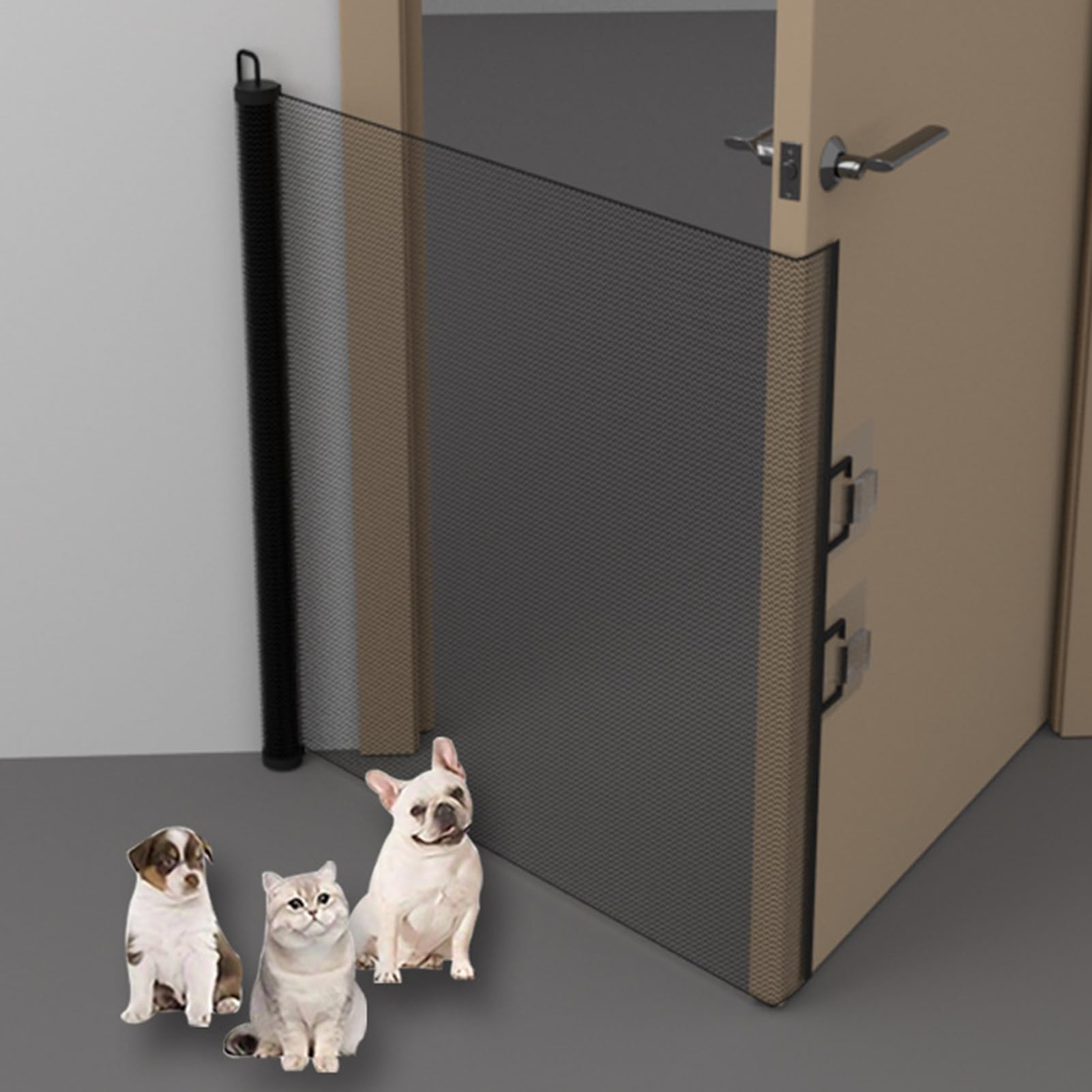 Puerta segura retráctil para gatos NoDrill para interiores y exteriores, para escaleras, cocina, balcón y pasillos