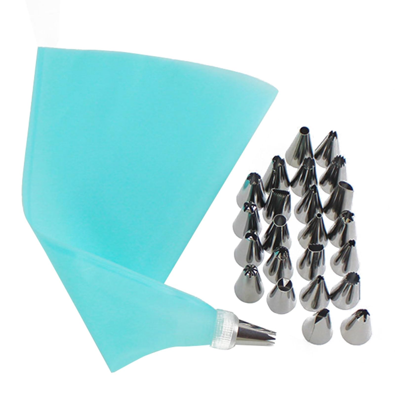 Juego de decoración Pasteles 26 Piezas, Bolsas EVA Acero Inoxidable compatibles con Crema Mantequilla, Puntas repostería for Hornear Galletas(BLU)