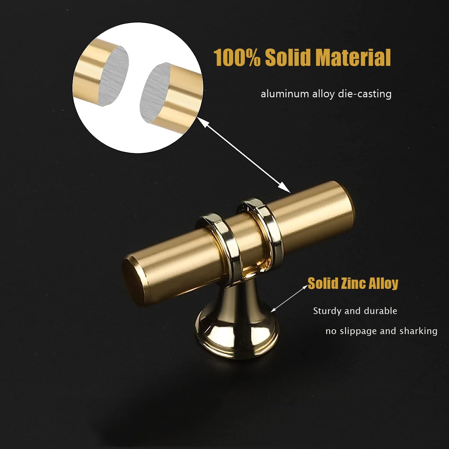 Haliwu 10 Pack Gold Cabinet Knobs, Brushed Brass Handles Kitchen Cabinet Knobs Champagne Gold Pulls Kitchen Hardware, Single Hole Pull