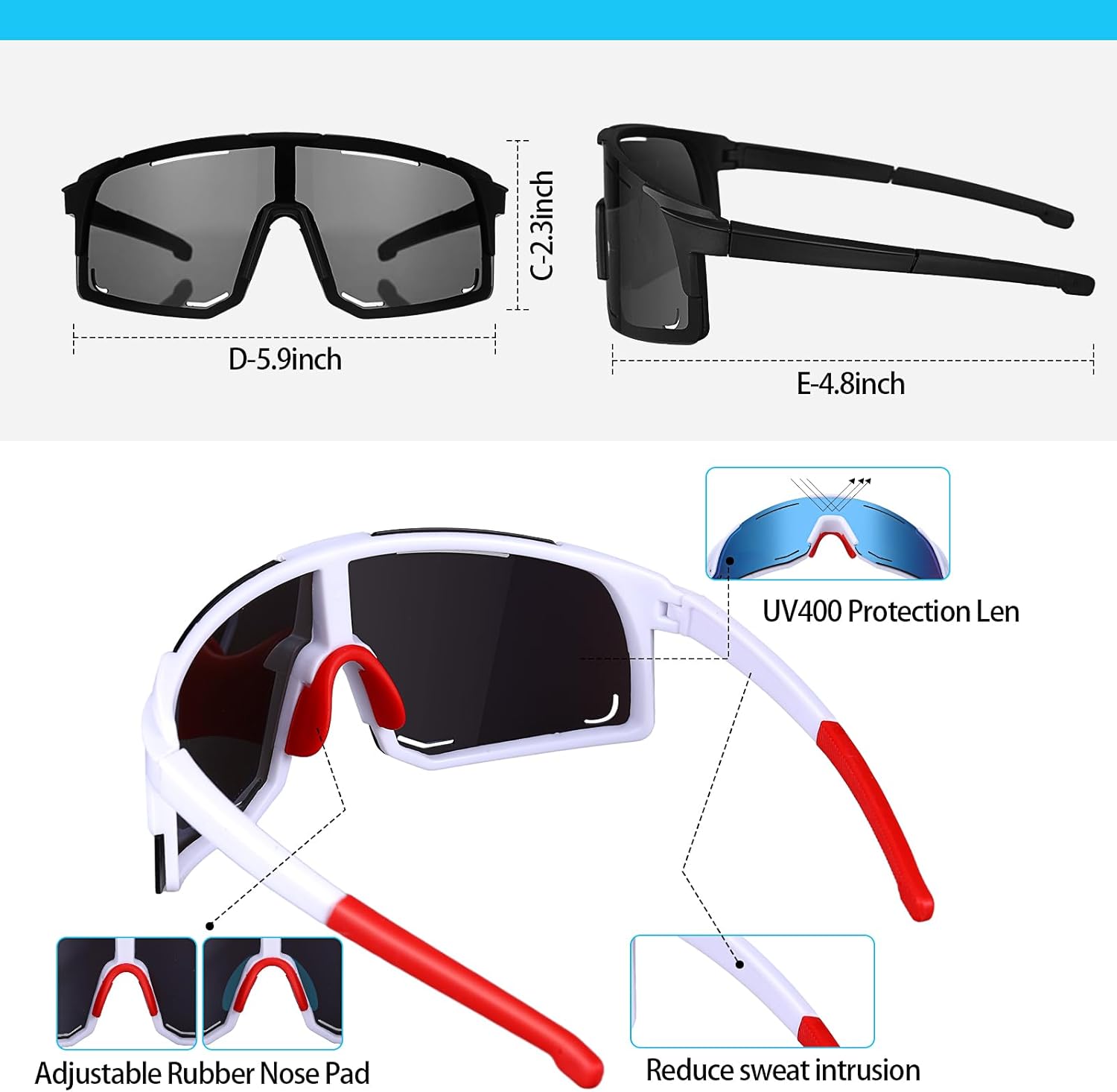 Geiserailie 24 Pcs Polarized Sports Sunglasses for Men Women Breathable Neck Gaiter Cooling Face Mask Scarf Headwear Bandana for Hiking Cycling Running Driving Fishing