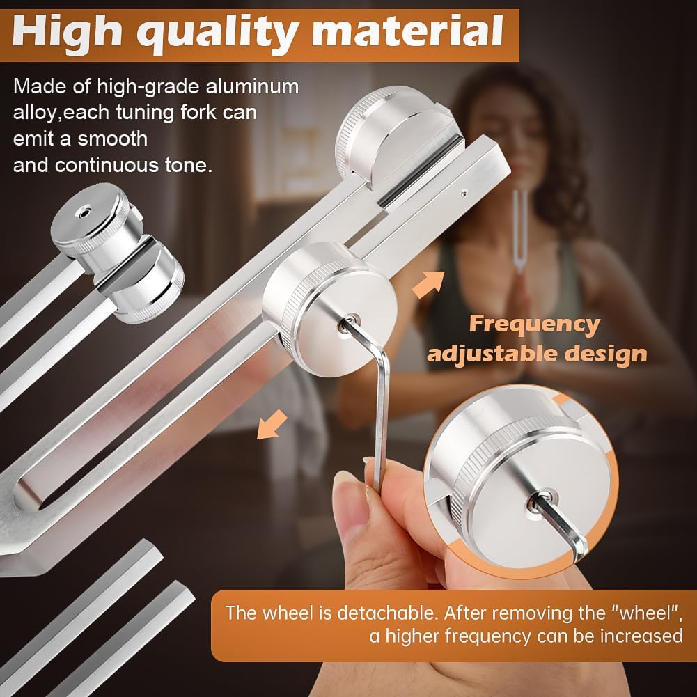 Tuning Forks for Healing Set,‌ Complete Healing Sound Set - 4-Tuning Forks (128Hz, 136.1Hz, 256Hz, 384Hz) + Accessories for Meditation, Yoga & Stress Relief‌