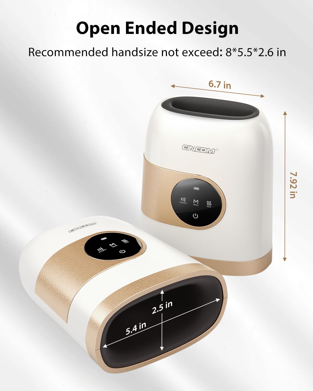 CINCOM Upgraded Hand Massager with Heat and Compression for Arthritis and Carpal Tunnel - Cordless & Rechargeable (Pearl White & Gold) - Image 7