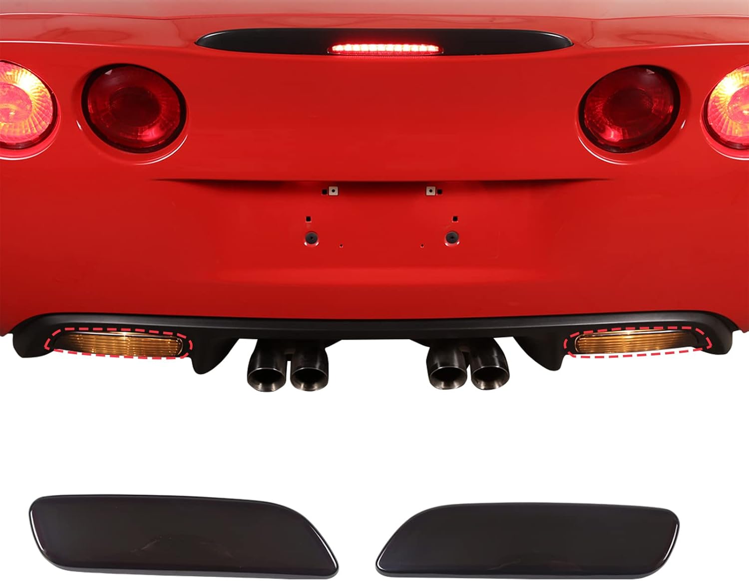 Rear Fog Light Cover for Chevy Corvette C6 2005-2013, Blackout Rear Bumper Fog Light Trim Cover Molding, Back Bumper Smoked Fog Lamp Shell Shade Protection Accessories