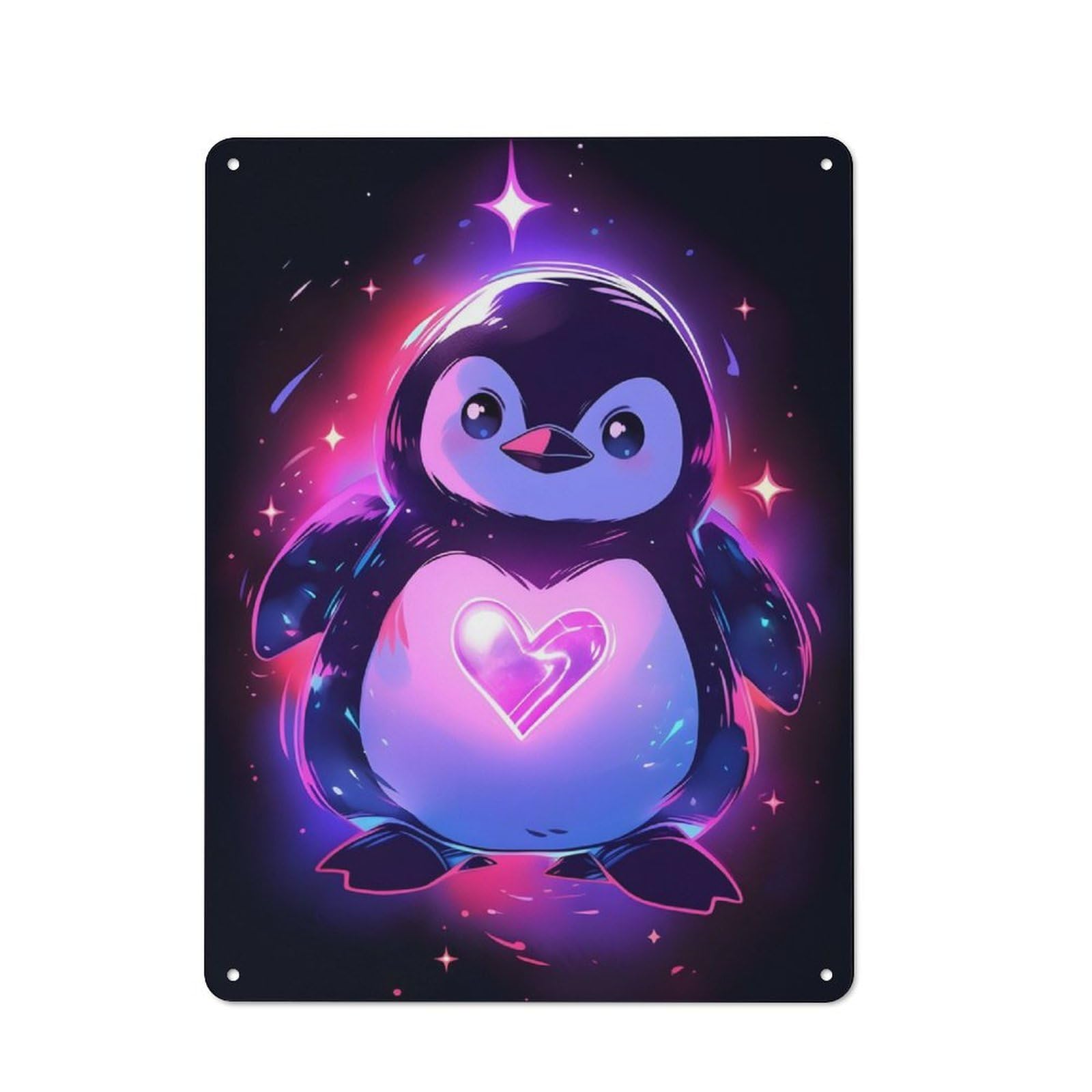 Junmoney Space Penguin Lovers Vintage Metal Wall Decor 40X30cm, Garage Metal Sign For Workshop, Basement, Shed Or Games Room