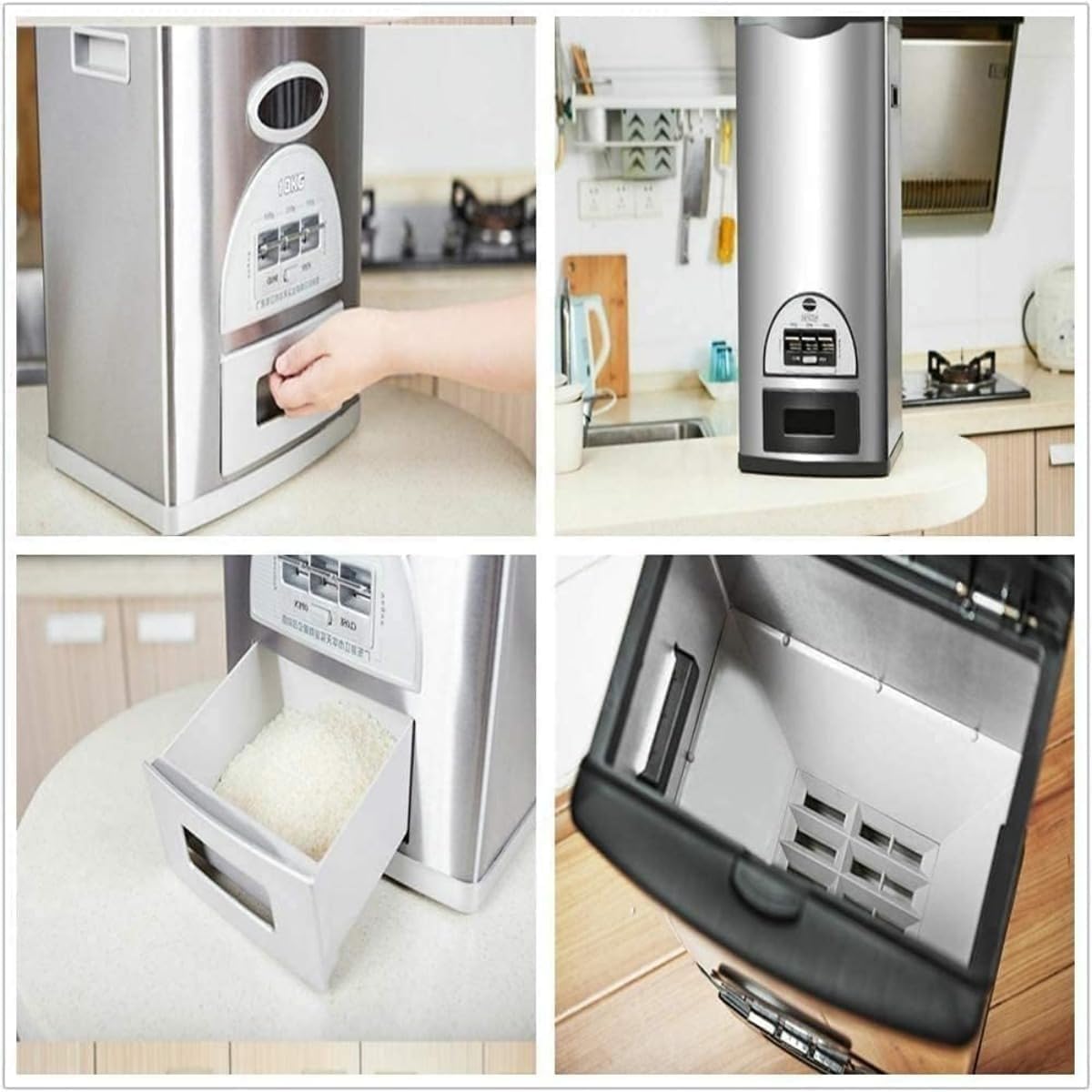 Amazon｜REENEW ブラック 30kg ステンレス鋼 米びつ ライスバレル 食品